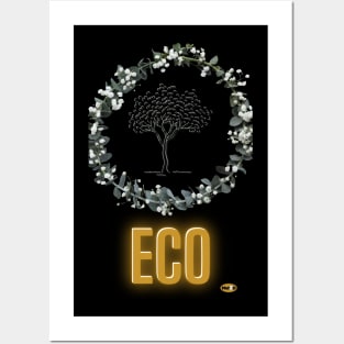 Mel2D - T-Shirt Eco golden and tree white. Posters and Art